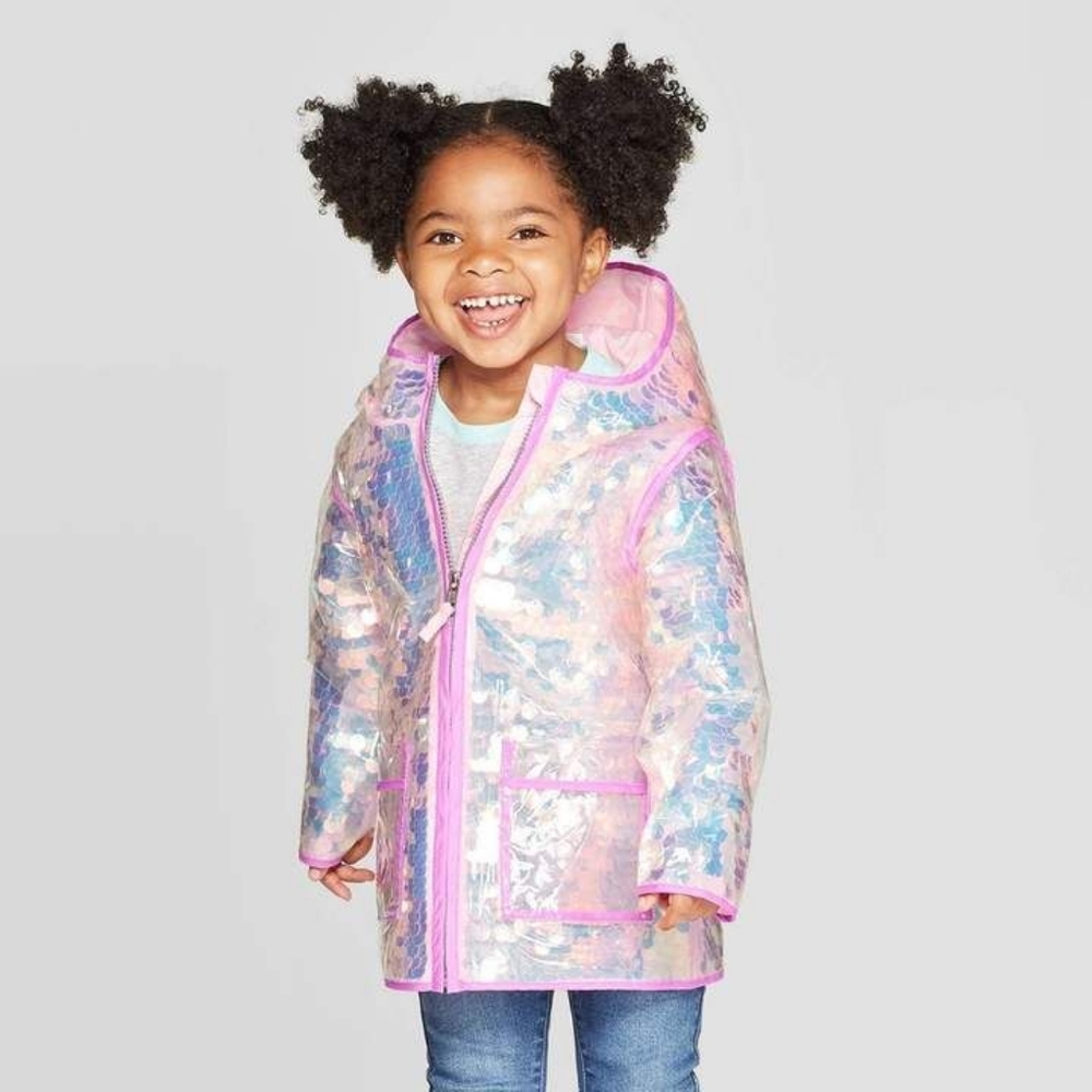 Cat & Jack toddler sequin rain coat